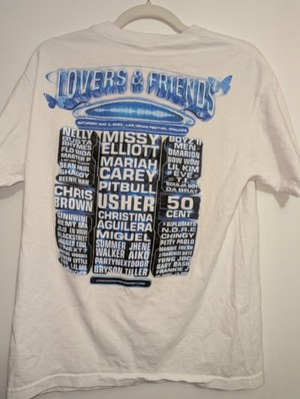 Lovers & Friends Festival 2023 T-Shirt White Missy Elliott Usher 50 Cent Mens M - Picture 2 of 3